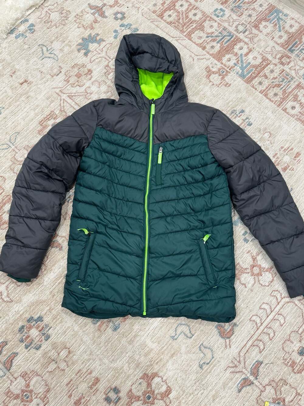 Champion Boys XL 16-18 Hooded Puffer Jacket Fleece Lined Colorblock Winter Coat